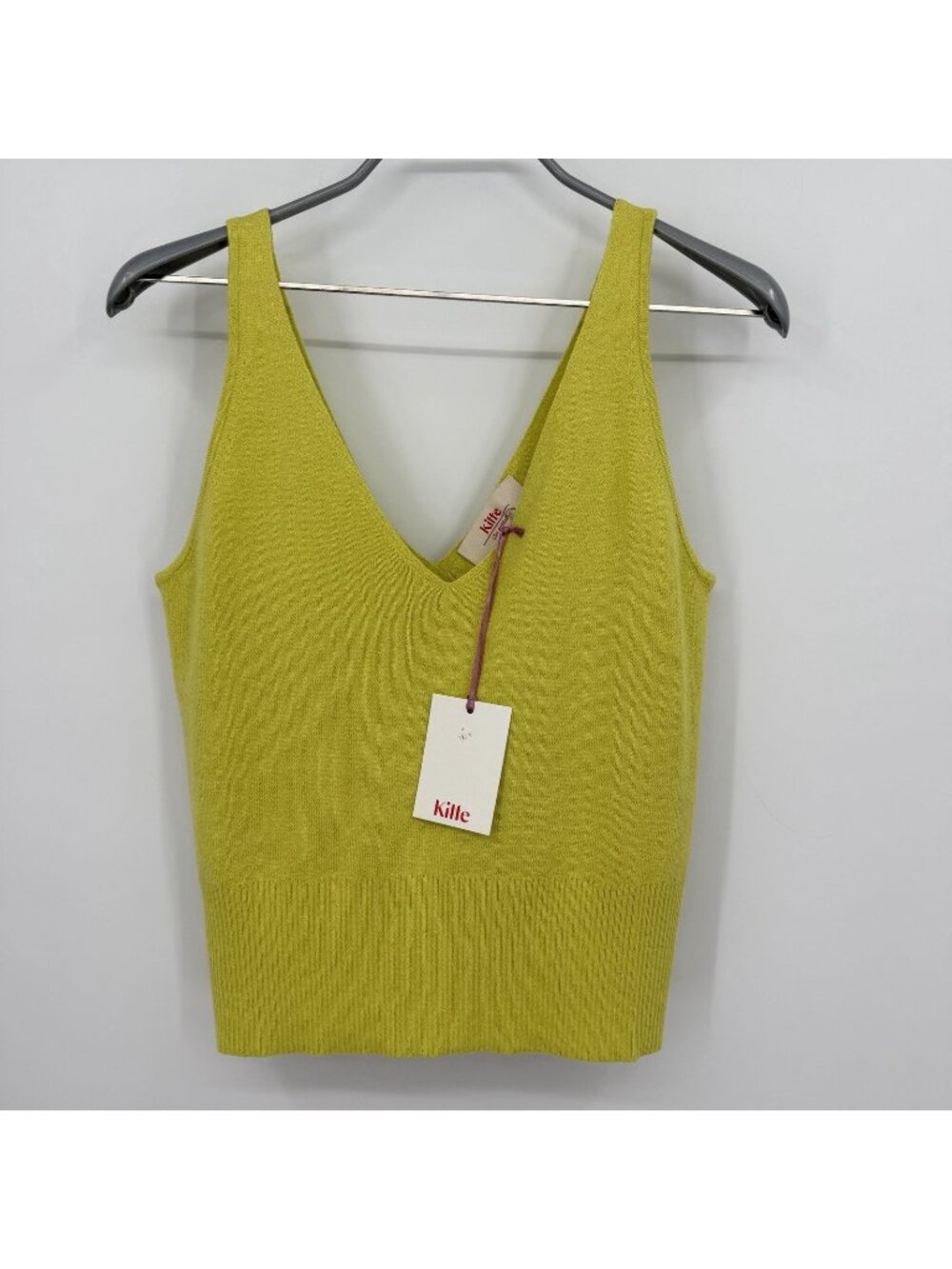 Kilte Collection Rei Tank in Lemon-Lime Cotton-Cashmere size 2/M V-Neck Top
